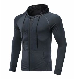 Men's Long-sleeved Stretch Tight Fitness Training Suit (Option: Grey-L)
