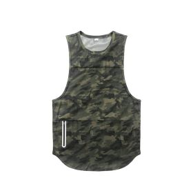 Mens Sports Vest Summer Quick Drying (Option: Green camouflage light board-2XL)