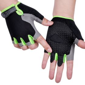 HOT Cycling Anti-slip Anti-sweat Men Women Half Finger Gloves Breathable Anti-shock Sports Gloves Bike Bicycle Glove (Color: Type A--Green)